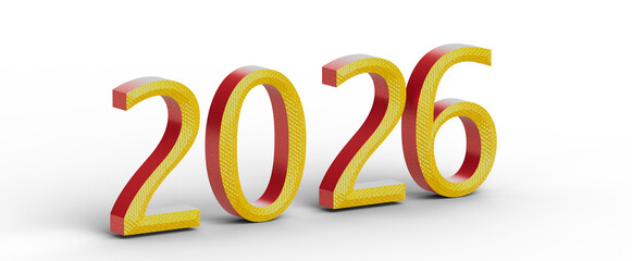 3D rendered illustration of the year 2026. Perfect for new year greetings, future concepts, and business forecasts. Isol © vegefox.com