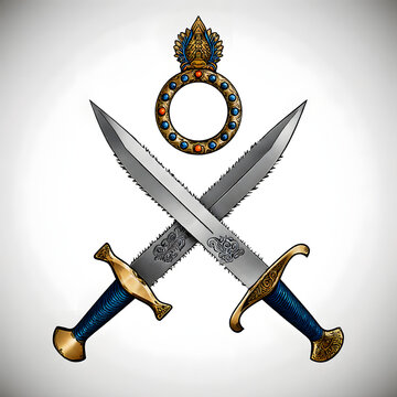 Flat design of Guru Gobind Singh symbolic elements with khanda  