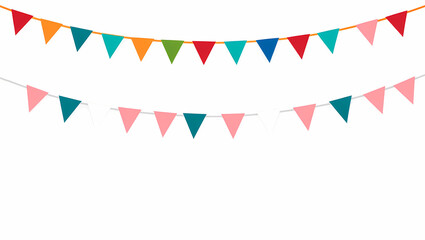 Obraz premium Colorful party flags hanging on strings