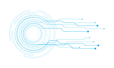 Abstract white blue digital technology futuristic circuit board background design. HUD elements technology background.