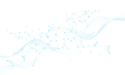 Abstract blue polygon connection mesh futuristic communication technology concept dots lines and wave line connect network design background.  © Ahnaf Tahmid