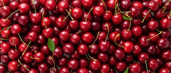 Vibrant and Glossy Cherries Abundance with Fresh Juicy Red Fruits for Healthy Lifestyle Concepts