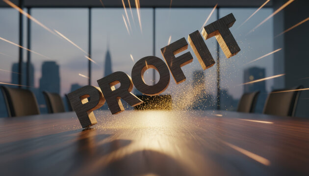 Proft Concept Exploding Word in Modern Office