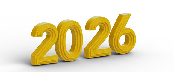 Bold golden 2026 in 3D, representing the upcoming year. Perfect for New Year's or futuristic...