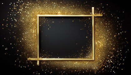 Obraz premium metallic gold glitter square frame
