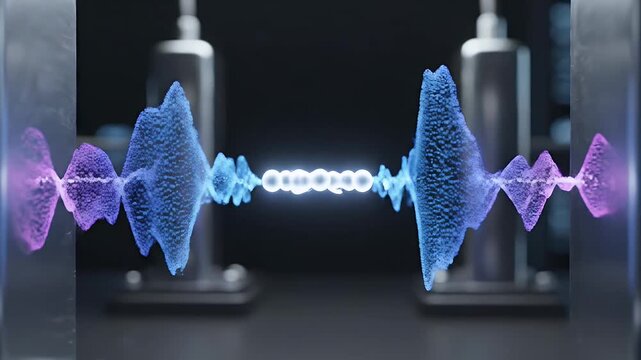 Visualization of Sound Waves Manipulating Particles - This video showcases a scientific visualization of sound wave fields holding and directing particles.