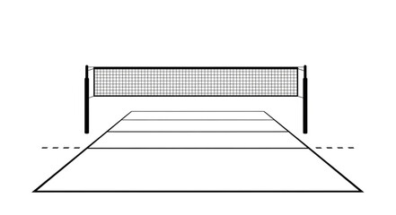 Volleyball court with net, lines, and boundaries, ready for a match. © izas