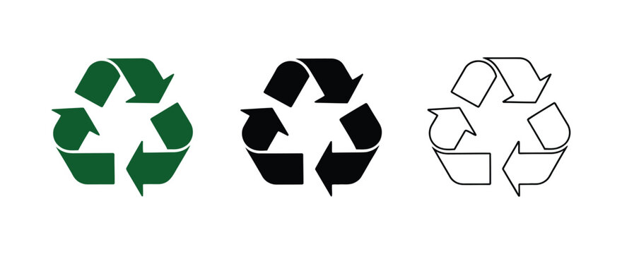 Recycle Icon, vector illustration of line and flat style recycling symbol, isolated on white background, perfect for environmental awareness, eco projects, typography, apps, websites, and UI design.