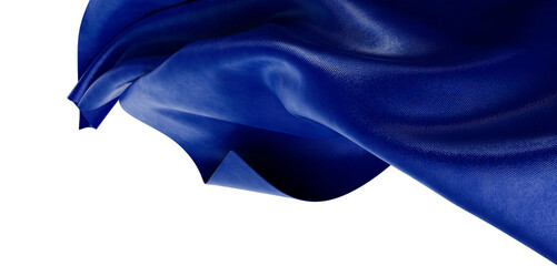 A beautiful shot of a piece of royal blue fabric with beautiful folds and texture on a white background, creating a sens © vegefox.com