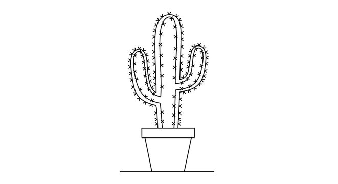 Cactus Plant in Pot Illustration.