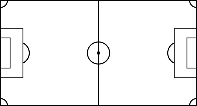 Football Soccer Pitch Diagram Top View Vector for Sports Strategy and Tactics