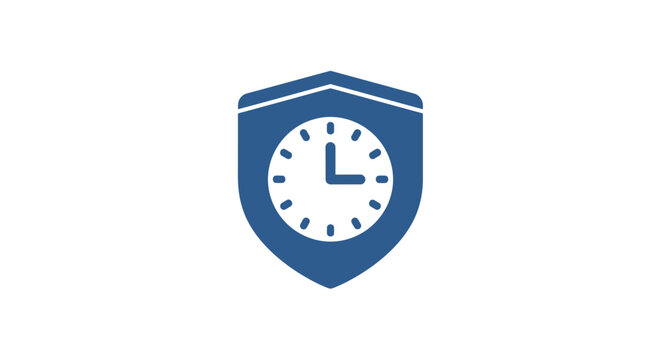 Blue Shield Clock Icon Graphic.
