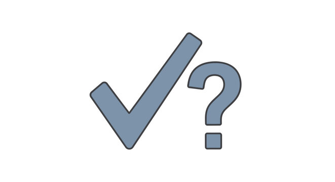 Check mark and question mark symbols.
