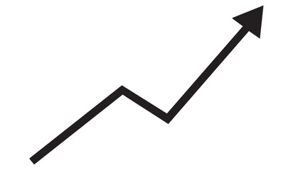 Black arrow graph line symbolizing upward trend and growth isolated on white background © SaHeD