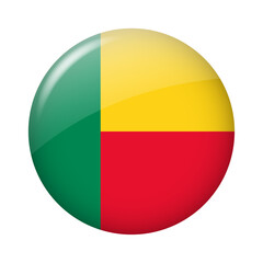 Fototapeta premium Benin Flag Glossy Round Badge On Modern Background