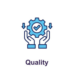 Obraz premium Hands holding gear symbol with checkmark representing quality assurance
