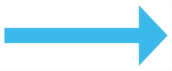 Obraz premium Straight long blue arrow icon, left bold line, blue cursor, horizontal element, thick pointer vector long arrow icon. Bold arrow icon. Vector illustration.