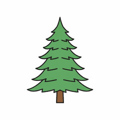 Obraz premium Simple Green Evergreen Tree Illustration.