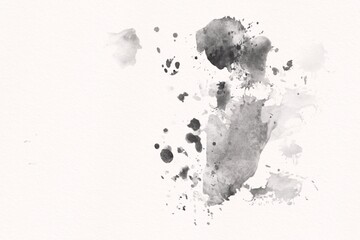 Black Watercolor Splash Decoration Abstract Paint On White Paper