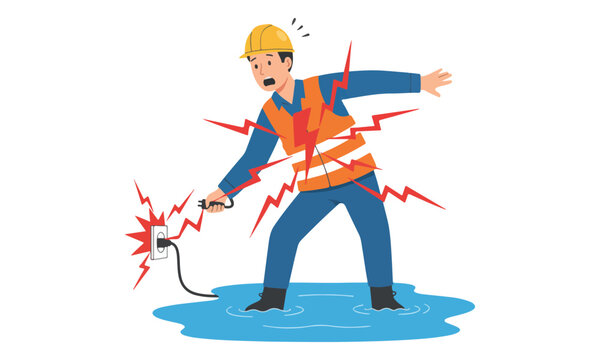 Electric Shock Accident: Worker electrocuted in water puddle