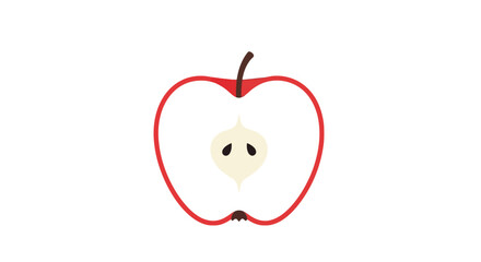 Obraz premium Half a red apple illustration against a clean white background