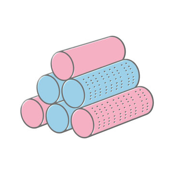 Hair curlers, isolated illustration on a transparent background in soft colors, flat icon design.