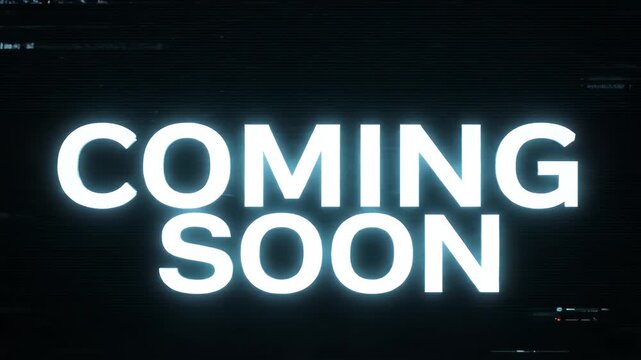 Digital Glitch "Coming Soon" Announcement - A digital graphic displays the phrase "COMING SOON" with noticeable glitch effects and scattered digital distortions.