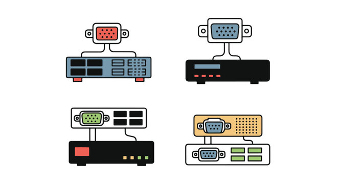 KVM Switch Line art minimal abstract color illustration
