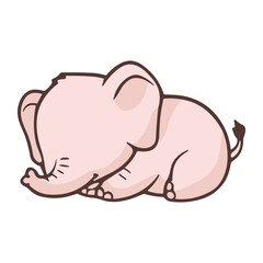 Cute Sleeping Baby Elephant Illustration