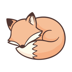 Cute Sleeping Fox Cartoon Illustration