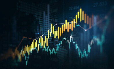 Naklejka premium Digital financial chart indicators, stock market business and exchange financial growth graph.