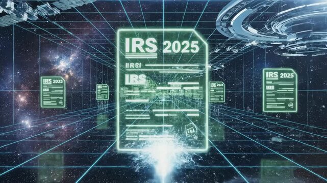 IRS 2025 Futuristic Digital Tax Filing Concept Visualization.