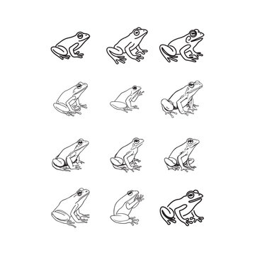Minimalist coqu&iacute; frog line art vector logo, continuous single line drawing, modern design for branding