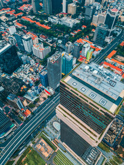 modern Ho Chi Minh city skyline, financial downtown district with high-rise skyscraper towers, Vietnam Saigon aerial drone view