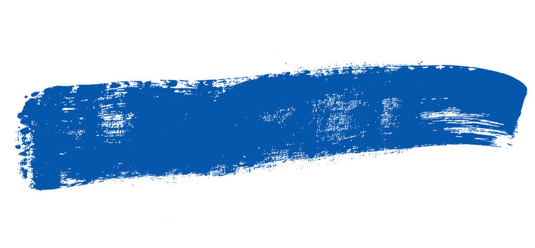 Bold blue hand painted brush stroke banner png with transparent background for headline text, lower third graphics, and web decoration