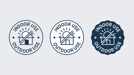 Indoor and Outdoor Use Only Warning Labels, Product Specification Icons for Weather Resistance and Appliance Usage Environment Guidelines