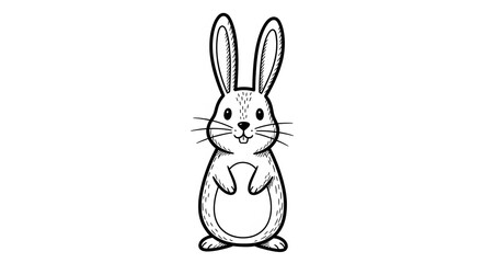 Obraz premium Charming Hand-Drawn Bunny Vector Art Standing Tall with Expressive Features, Ideal for Easter Projects, Pet-Themed Graphics, and Kids' Activity Books