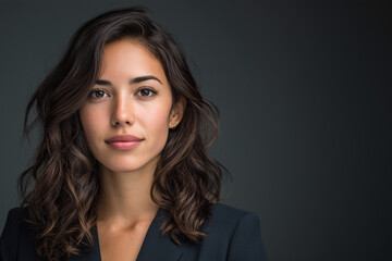 Fototapeta premium portrait of a young woman. Confident young Hispanic business woman looking at camera, modern corporate headshot portrait.
