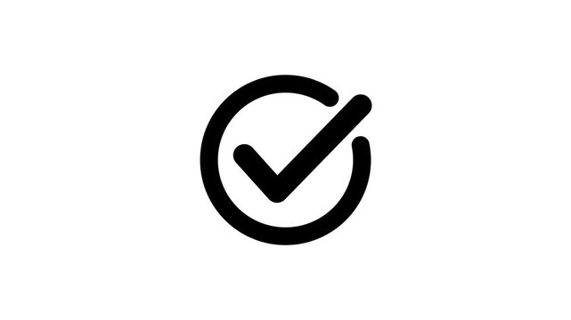 Check mark animation. check mark animation motion. Animated tick mark icon with circle loading animated on transparent background 4k video with alpha channel