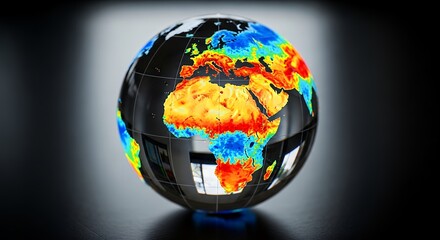 Global Climate Change Heat Map Globe &ndash; Earth Temperature Data Visualization Concept