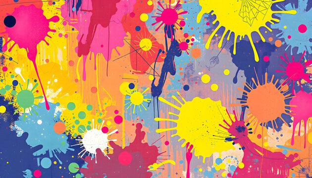 Abstract grunge art background texture with colorful paint splas. White tone