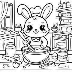 Cozy Easter Bunny Coloring Book for Kids and Adults.