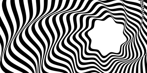 Naklejka premium abstract hypnotic pattern with black-white striped lines. Psychedelic background.