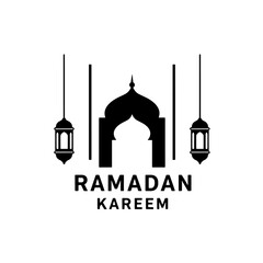 Ramadan Kareem Greeting with Lanterns and Arch