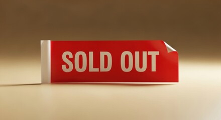 A red "SOLD OUT" sticker, partially peeled, casting a shadow on a warm, blurred background