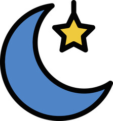 Simple Blue Crescent With Suspended Star