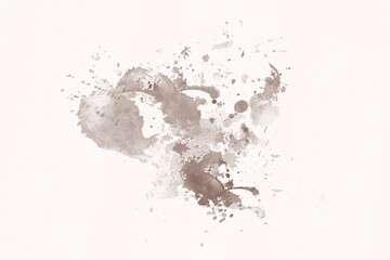 Fototapeta premium Brown Watercolor Splash Decoration Abstract Paint On White Paper Background