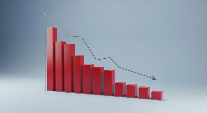 Bar Chart With Downward Trend Represents Recession Stock Market Decline Economic Crisis Business Loss Bankruptcy Financial Collapse