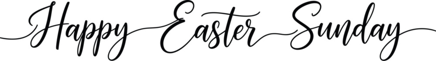 Happy Easter Sunday greeting with elegant black calligraphy on white background © Syed