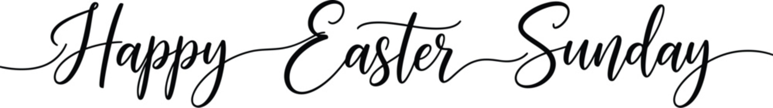 Happy Easter Sunday greeting with elegant black calligraphy on white background